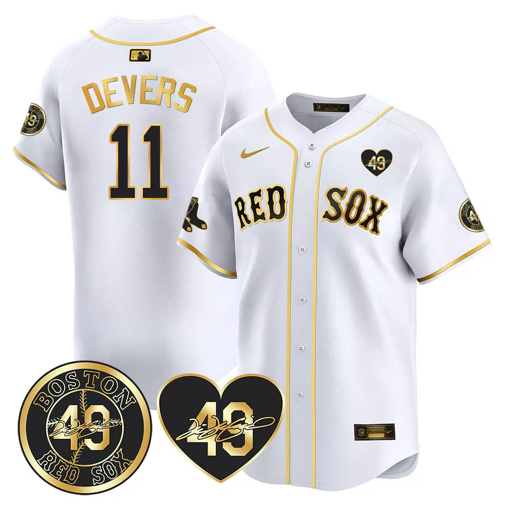 Devers Tim 11 Boston Red Sox Jersey White 49ers Anniversary Heart Number 49 Signature