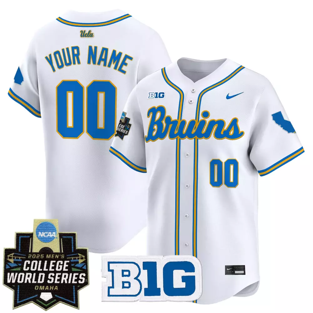 Custom Ucla Bruins Jersey White Big Men Blue Gold Vapor Stitched Embroidered