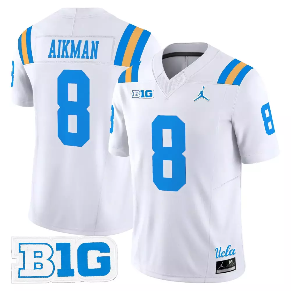 Troy Aikman 8 Ucla Jersey White Big Men Blue Gold Vapor Limited All Stitched