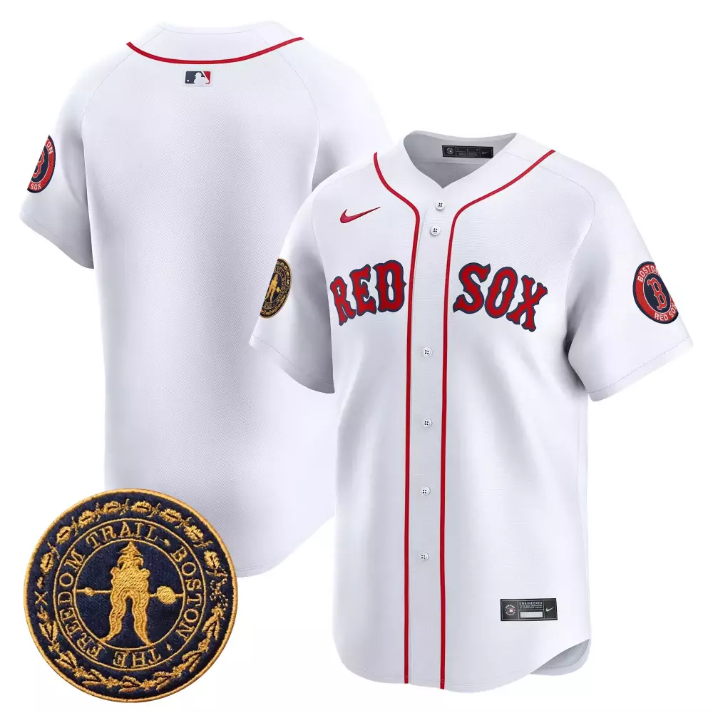 Custom Boston Red Sox Jersey White Freedom Trail Batterman Men Button-down Stitched