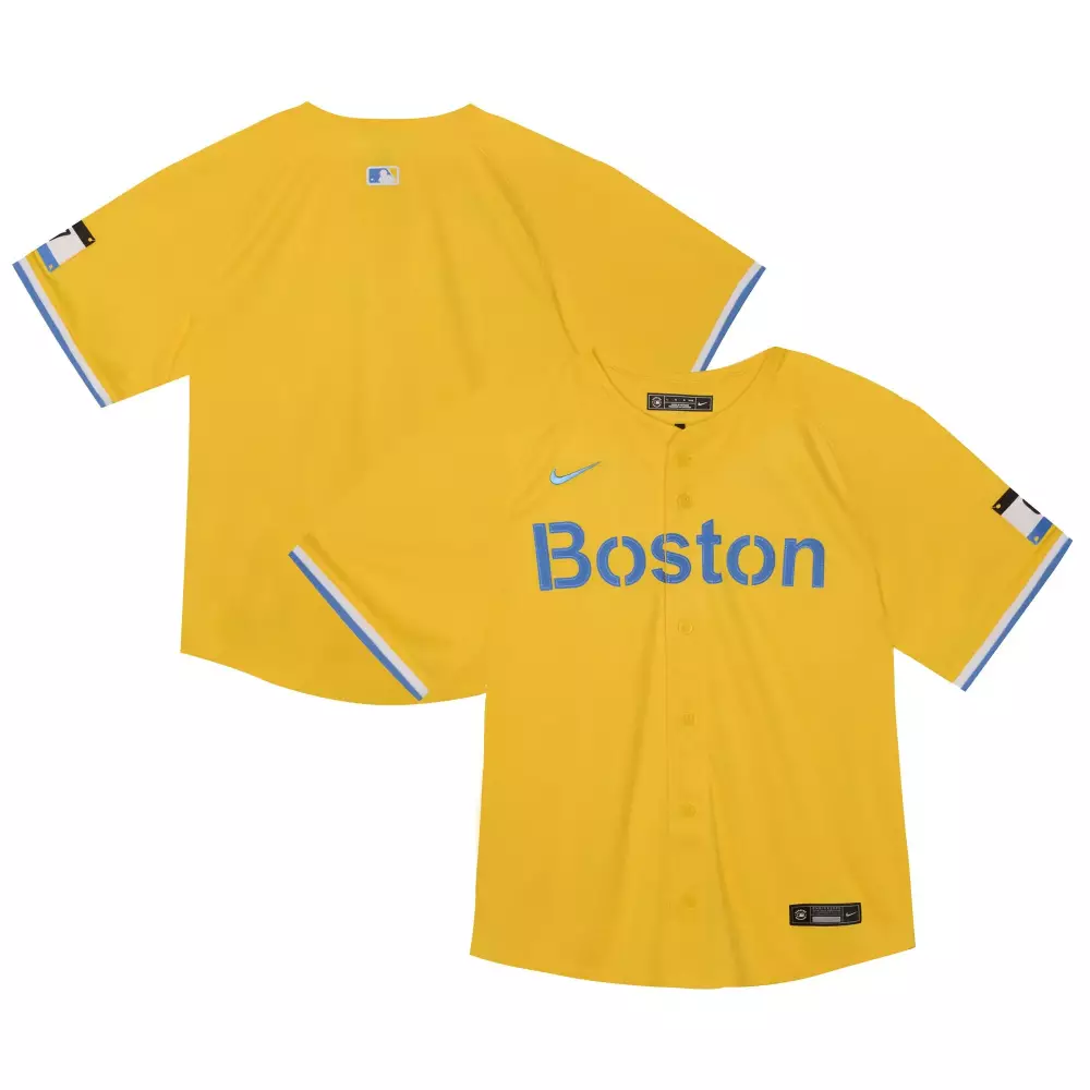 Boston Red Sox Jersey Yellow City Connect Men Blue White All Stitched Unisex