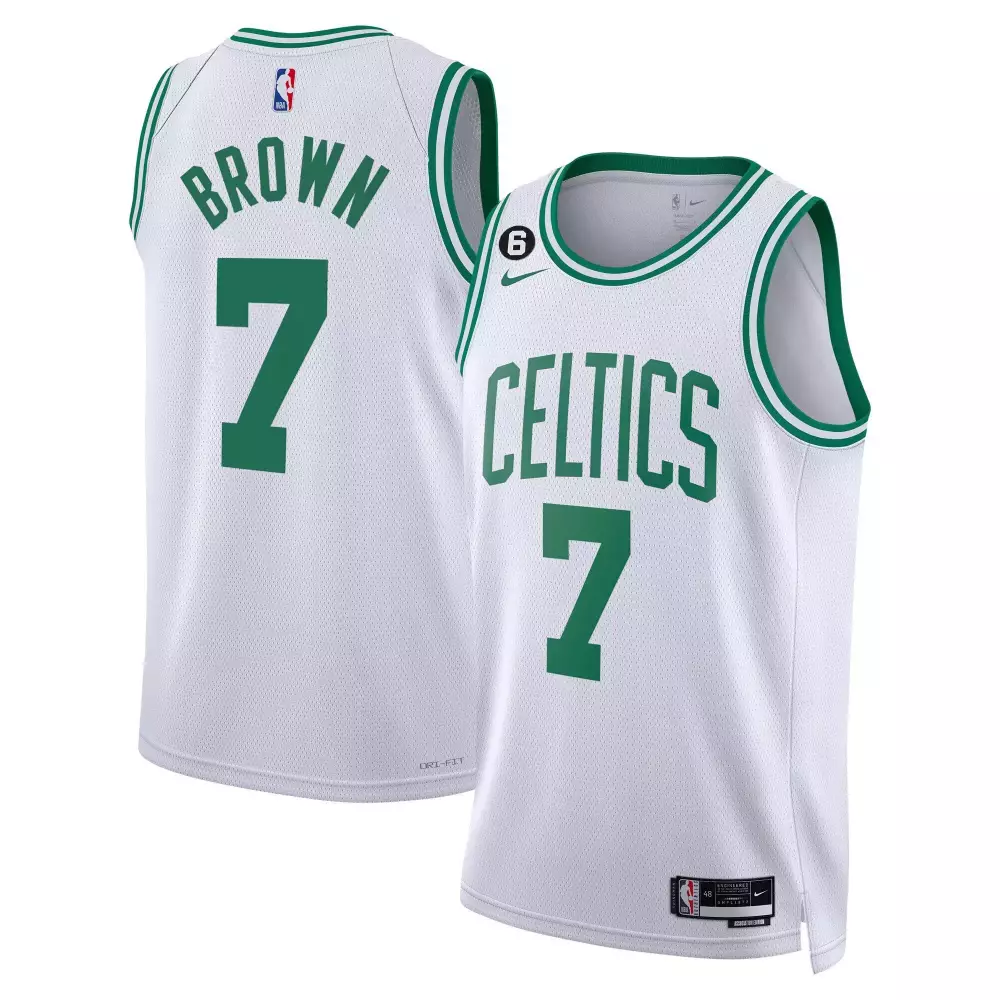 Brown 7 Celtics Jersey White Men Iconic Green Collection All Stitched