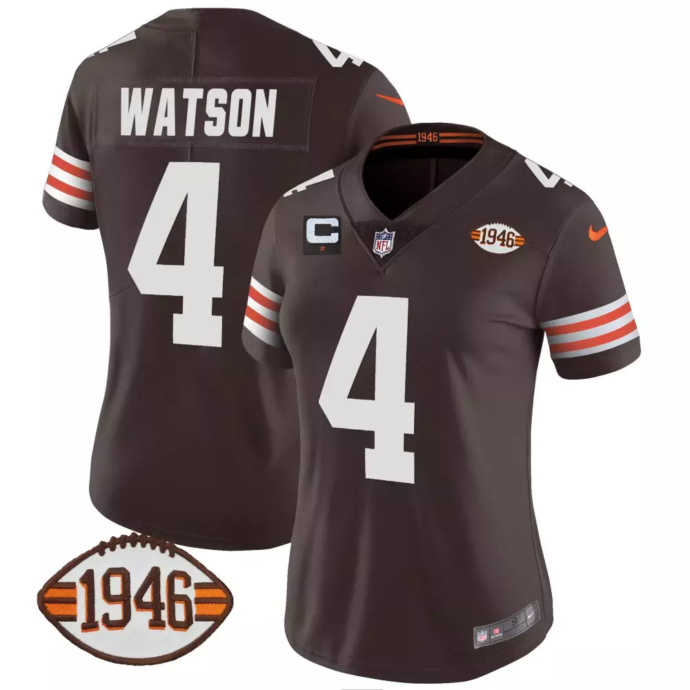 Deshaun Watson 4 Cleveland Browns Jersey Brown 1946 Men Player White Orange Anniversary