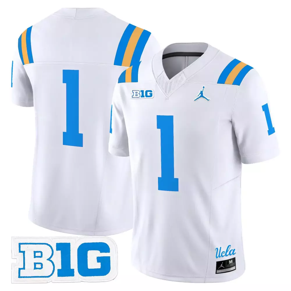 Spencer Knight 1 Ucla Bruins Jersey White Jordan Brand Big Ten Men Blue Gold Vapor