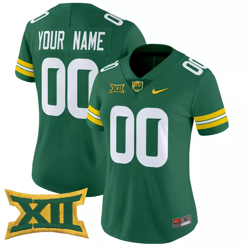 Custom Baylor Bears Jersey Green Big Women White Yellow Stitched