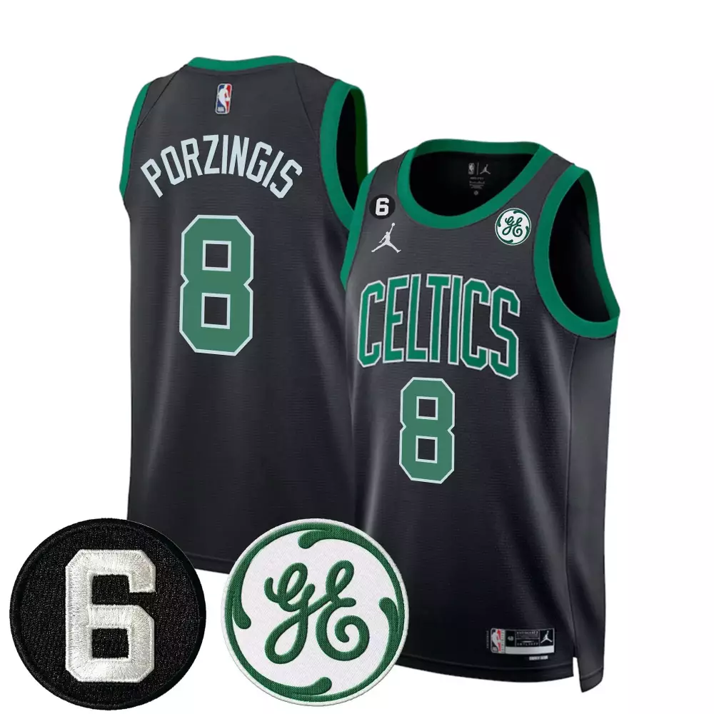 Kristaps Porzingis 8 Celtics Jersey Black Ge Men Green All Stitched