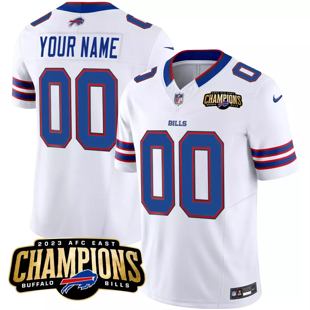Custom Buffalo Bills Jersey White AFC East Champions 2023 Men Official Royal Blue