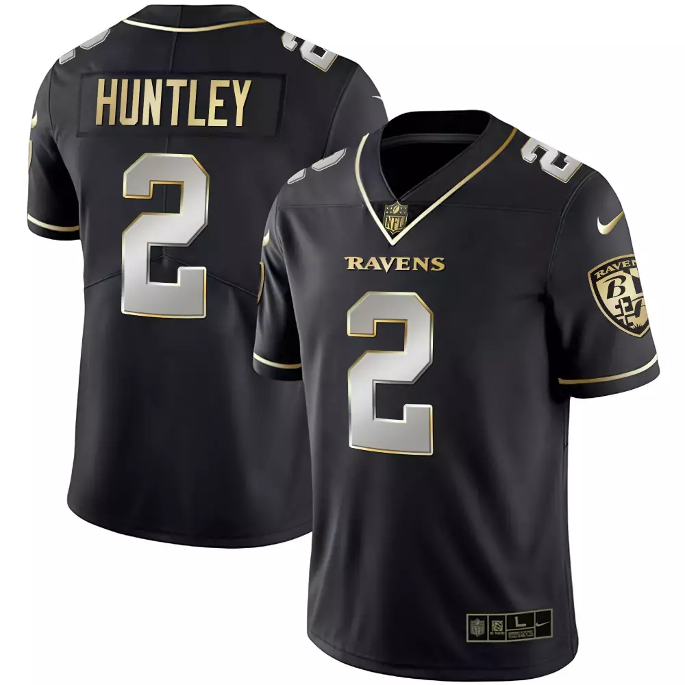 Tyler Huntley 2 Ravens Jersey Black Men Replica Gold Silver Limited Vapor All Stitched