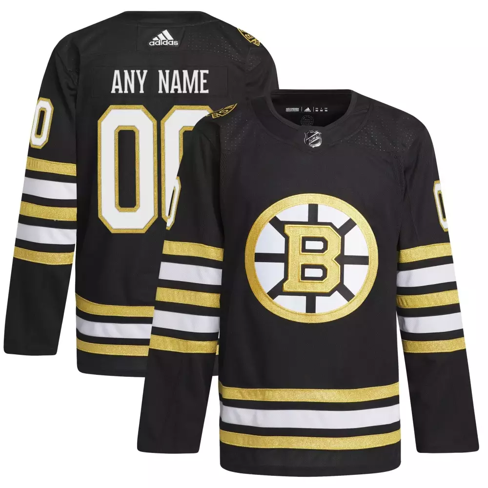Boston Bruins Jersey Black Men Gold White Anniversary Custom All Stitched