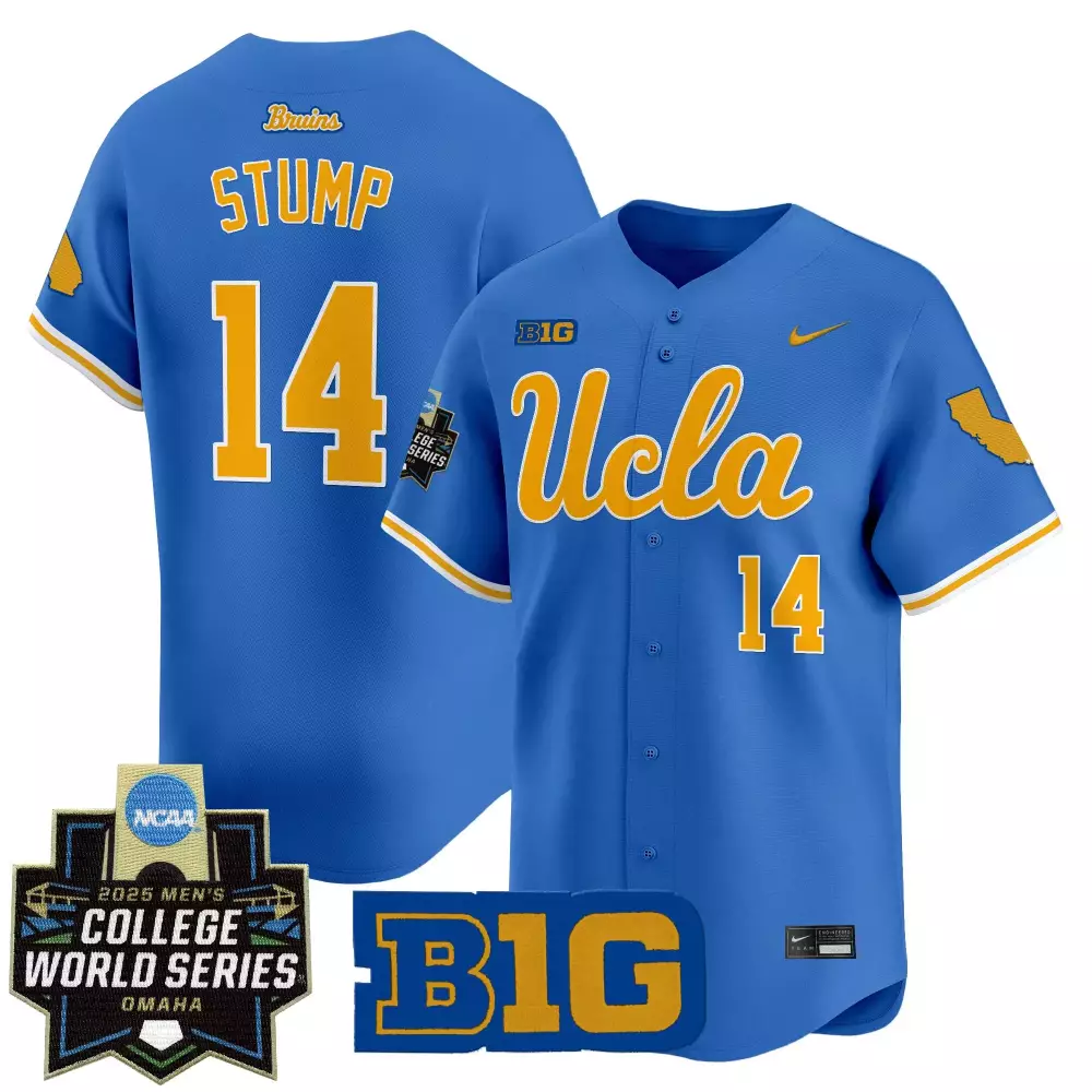 Stump College 14 Ucla Jersey Blue 2025 World Series Big Ten Men Yellow White Stitched