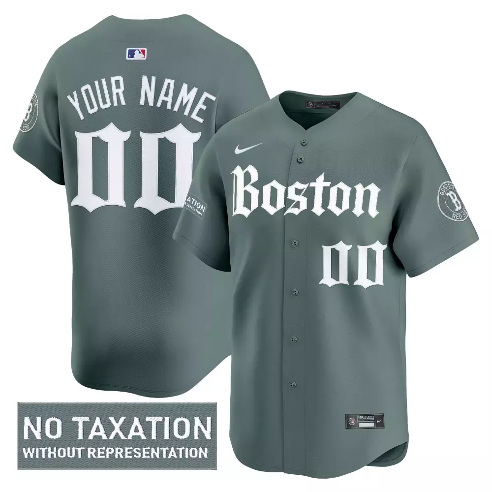 Custom Boston Red Sox Jersey Gray City Connect No Taxation Without Representation 2023