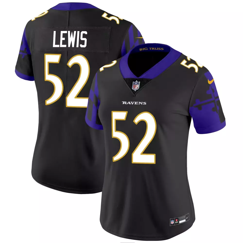 Ray Lewis 52 Ravens Jersey Black Men Player Purple White Vapor Limited All Stitched