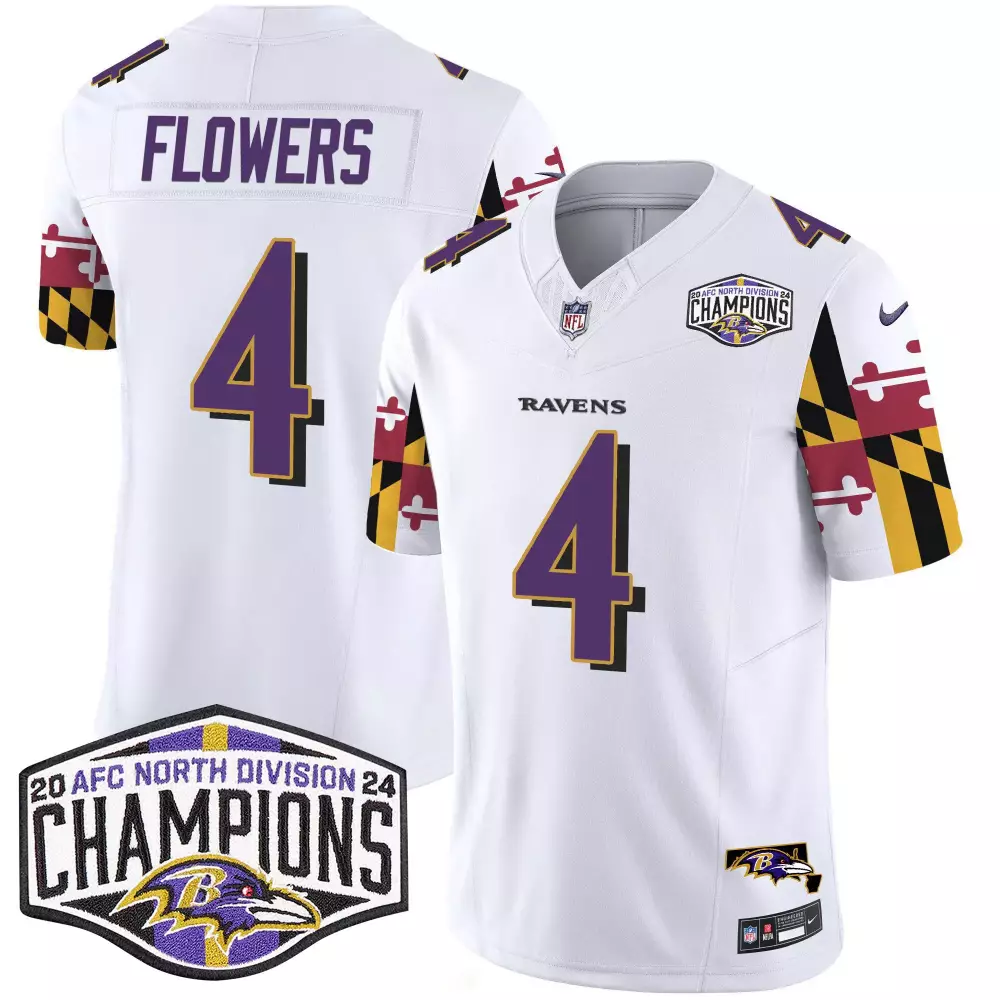 Zay Flowers 4 Ravens Jersey White Men Purple Black Gold Vapor Limited All