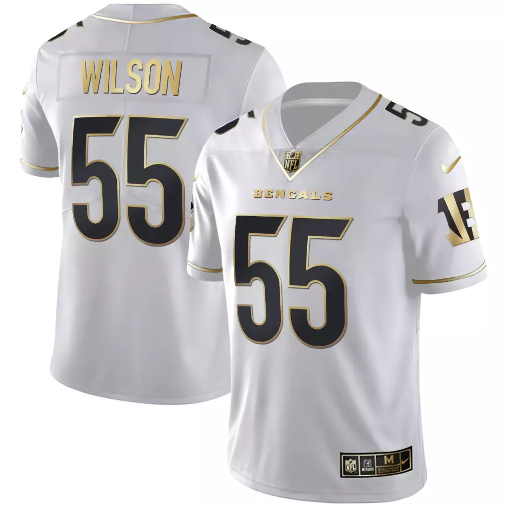 Wilson 55 Bengals Jersey White Men Alternate Black Gold All Stitched Vapor