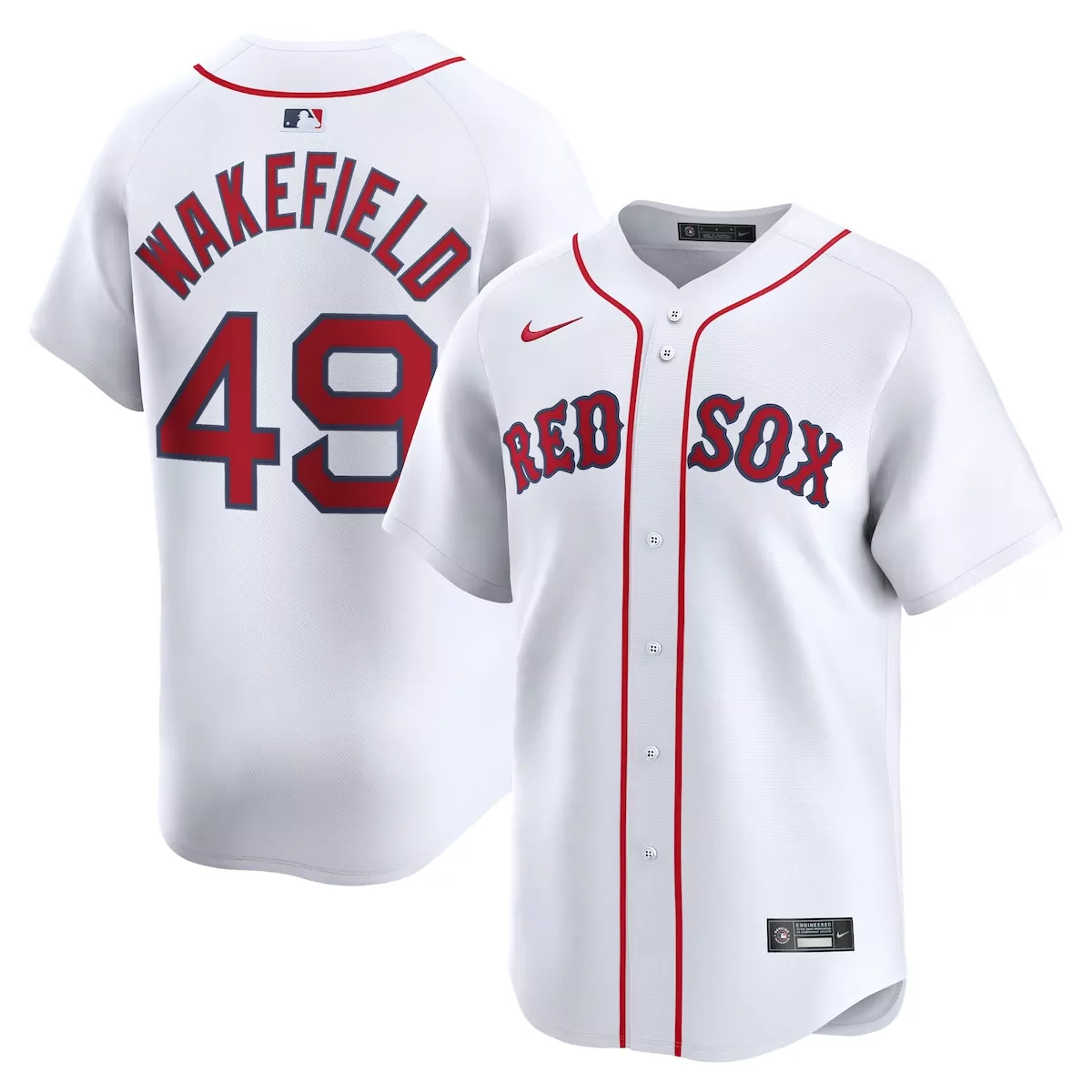 Tim Wakefield 49 Red Sox Jersey White Men Navy Home Limited