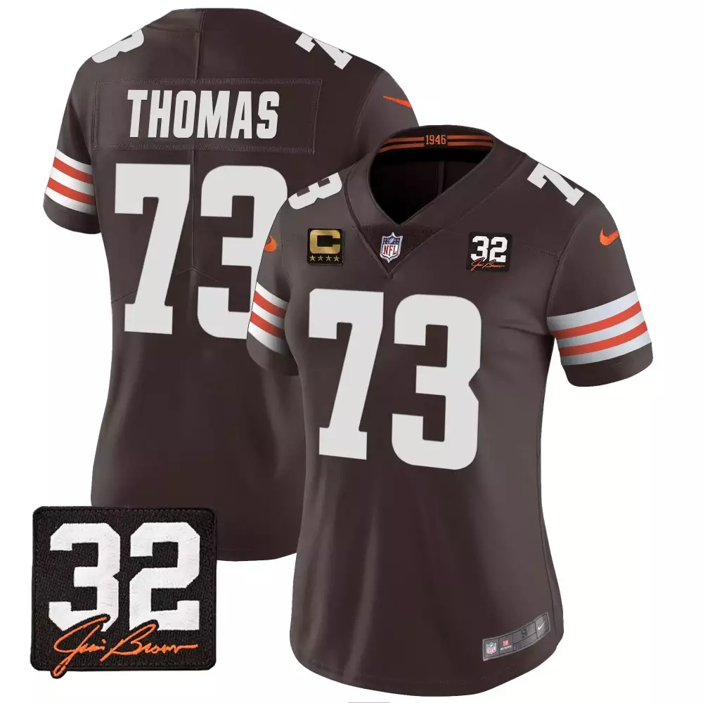 Daniel Thomas 73 Cleveland Browns Jersey Brown Women Player White Orange All Stitched
