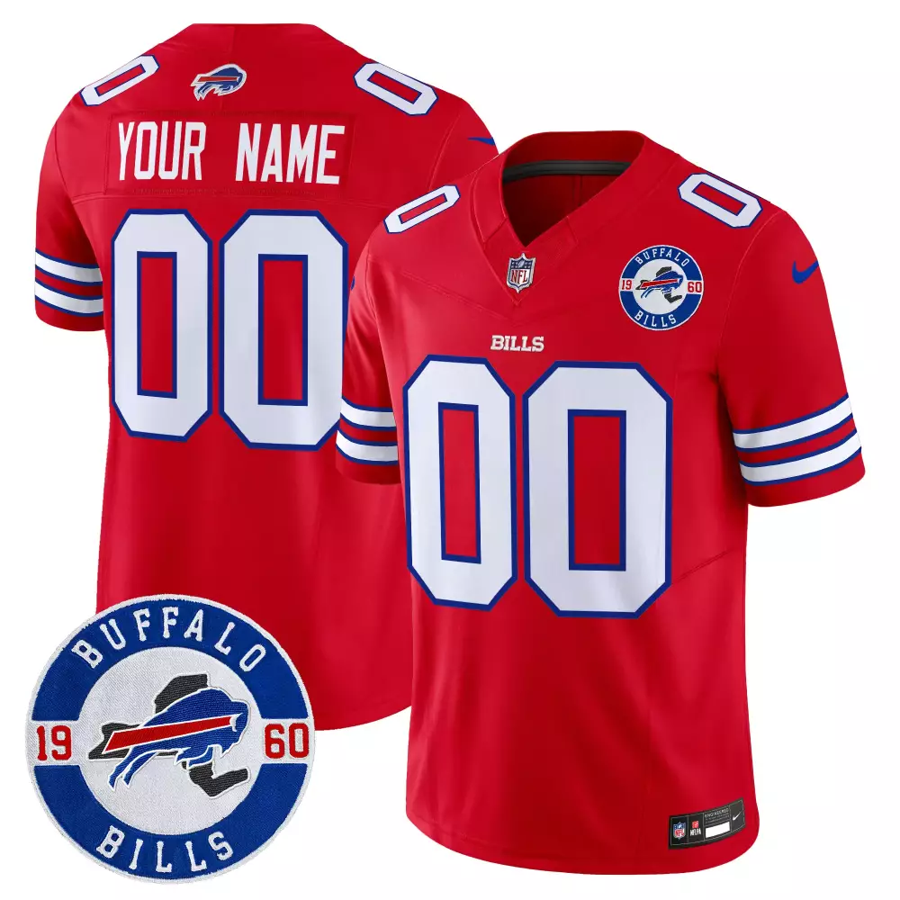 Custom Buffalo Bills Jersey Red 1960 Men Standard Blue White Vapor Limited All Stitched