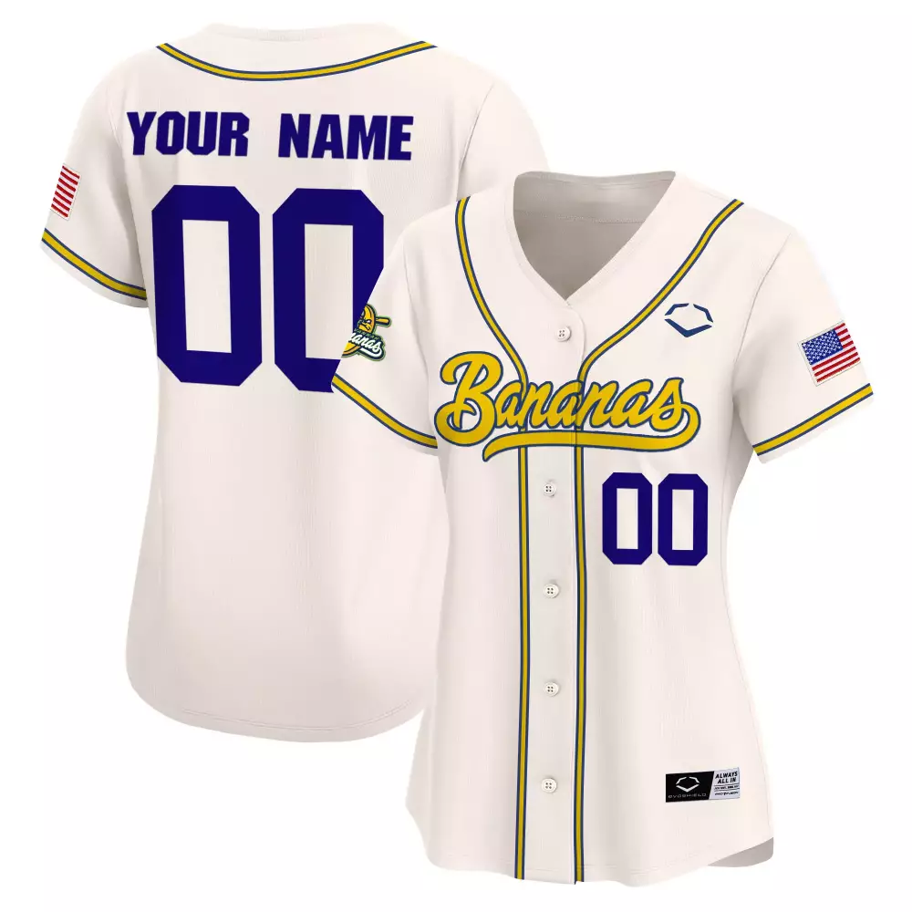 Custom Bananas Jersey White American Flag Blue Yellow Stitched