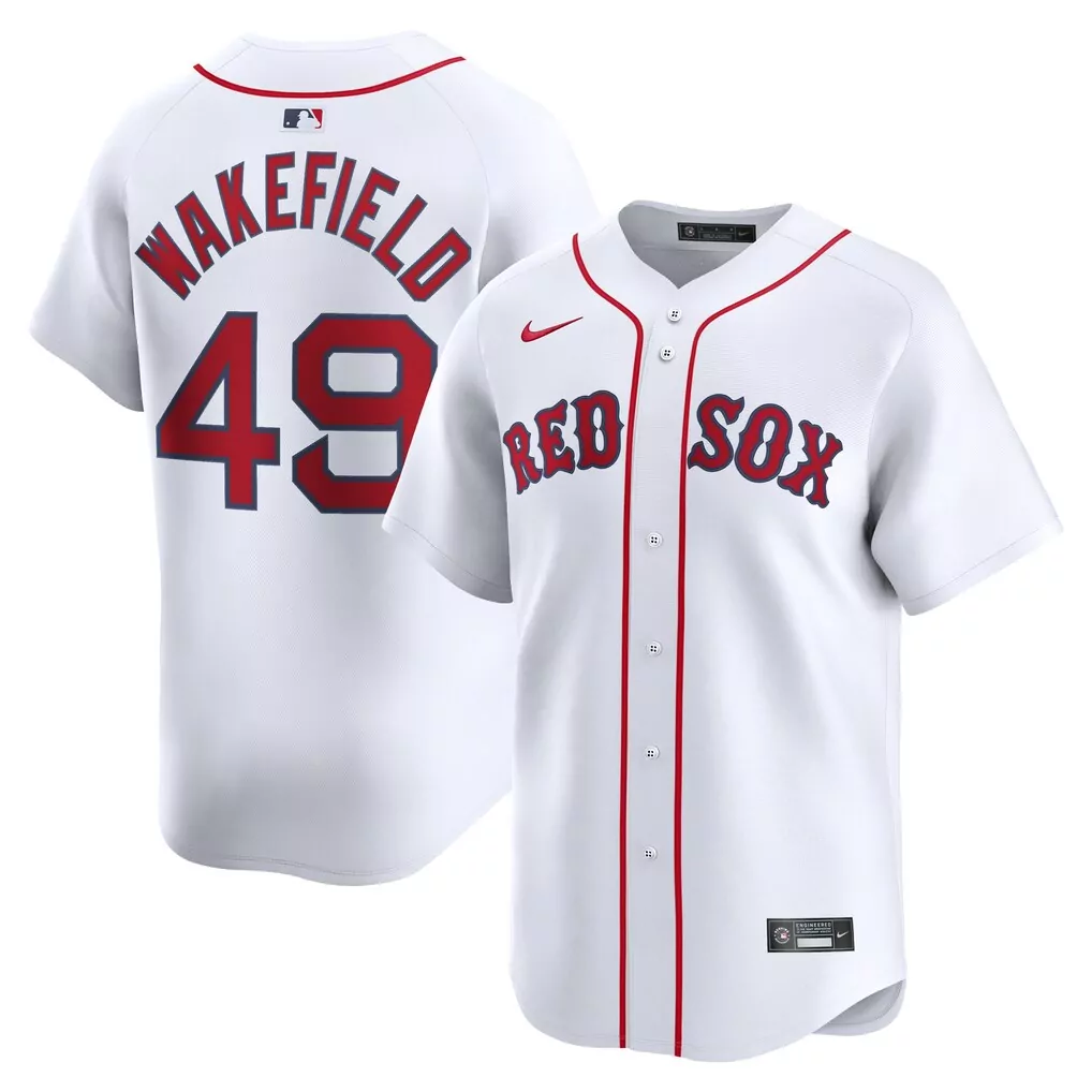 Tim Wakefield 49 Red Sox Jersey White Button-up Home Limited