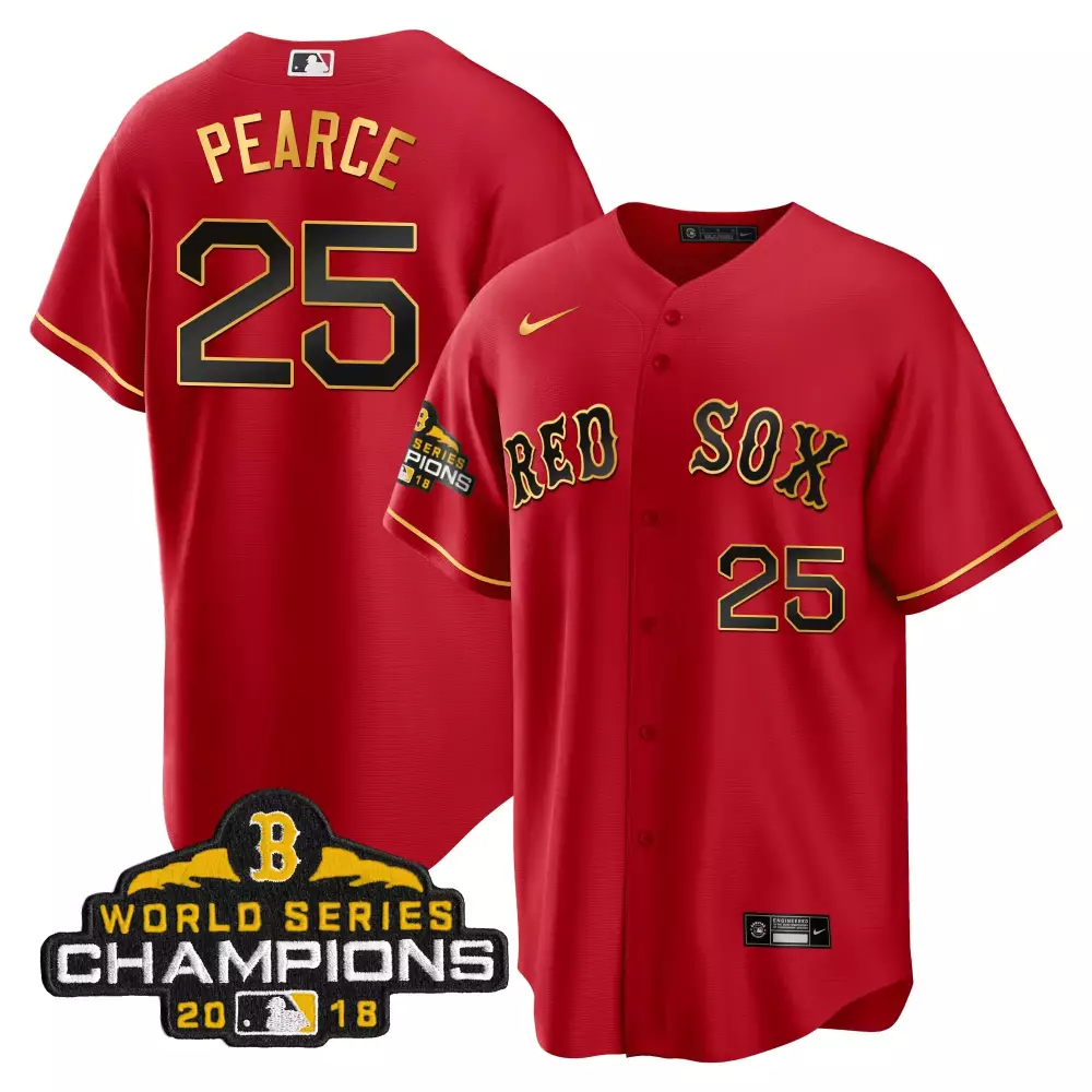 Steve Pearce 25 Red Sox Jersey World Series Champions 2018 Men Yellow Black Cool