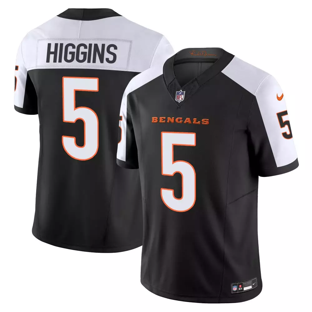 Tee Higgins 5 Bengals Jersey Black Men White Orange All Stitched