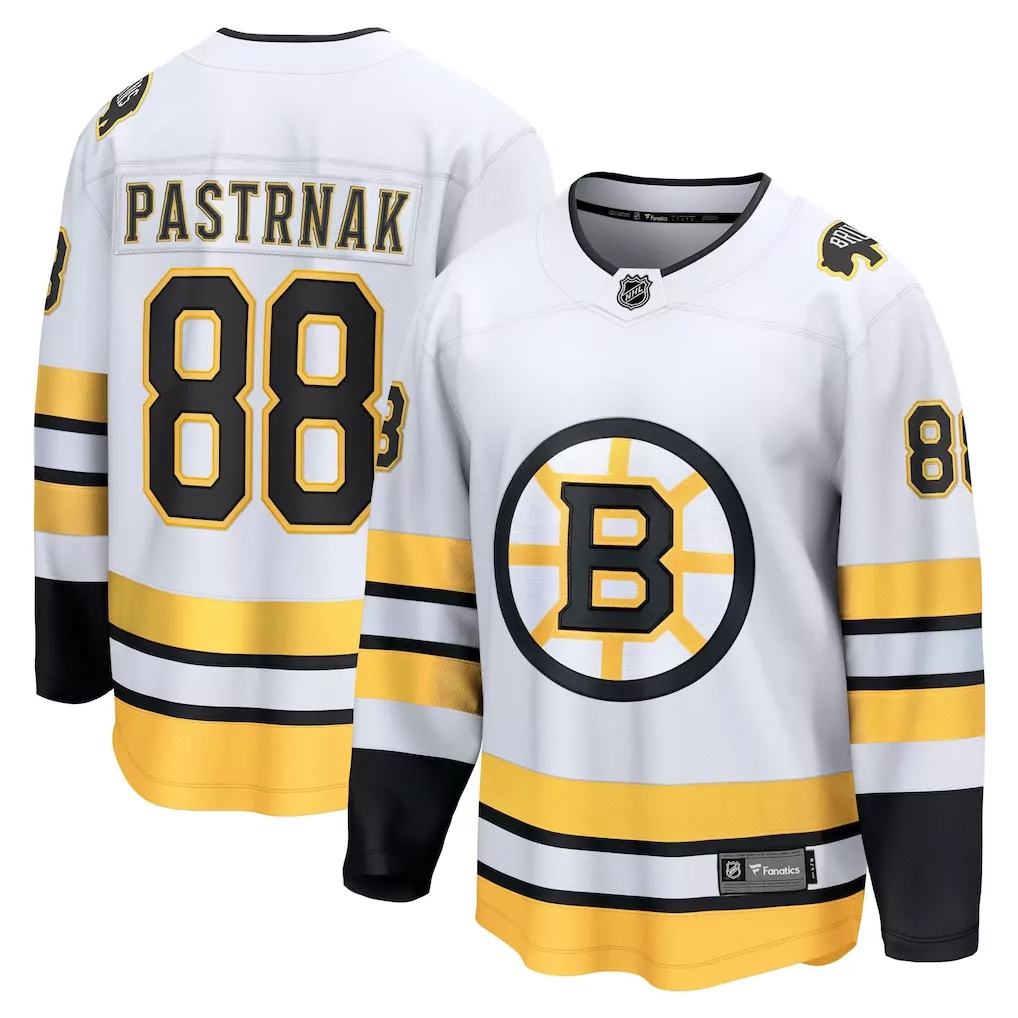David Pastrnak 88 Boston Bruins Jersey White Men Black Gold Away Breakaway