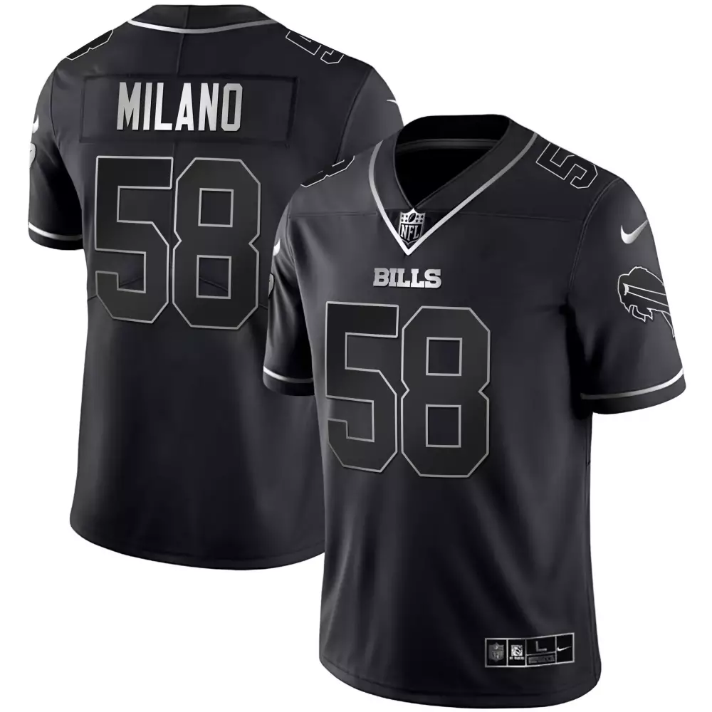 Matt Milano 58 Buffalo Bills Jersey Black Men Player Silver All Stitched Vapor