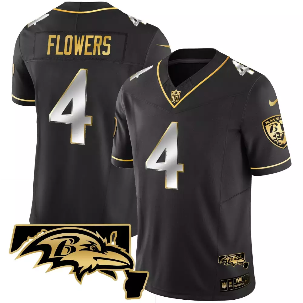 Zay Flowers 4 Ravens Jersey Black Men Gold Silver Limited Vapor All Stitched