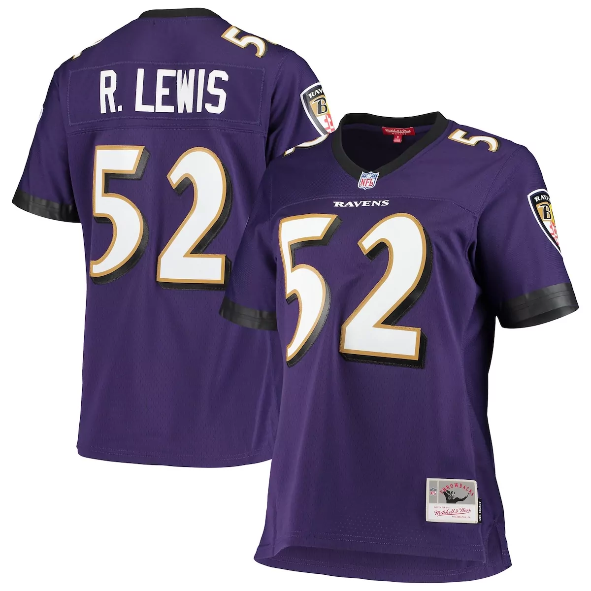 Ray Lewis 52 Baltimore Ravens Jersey Purple Mitchell & Ness Throwback Men Design