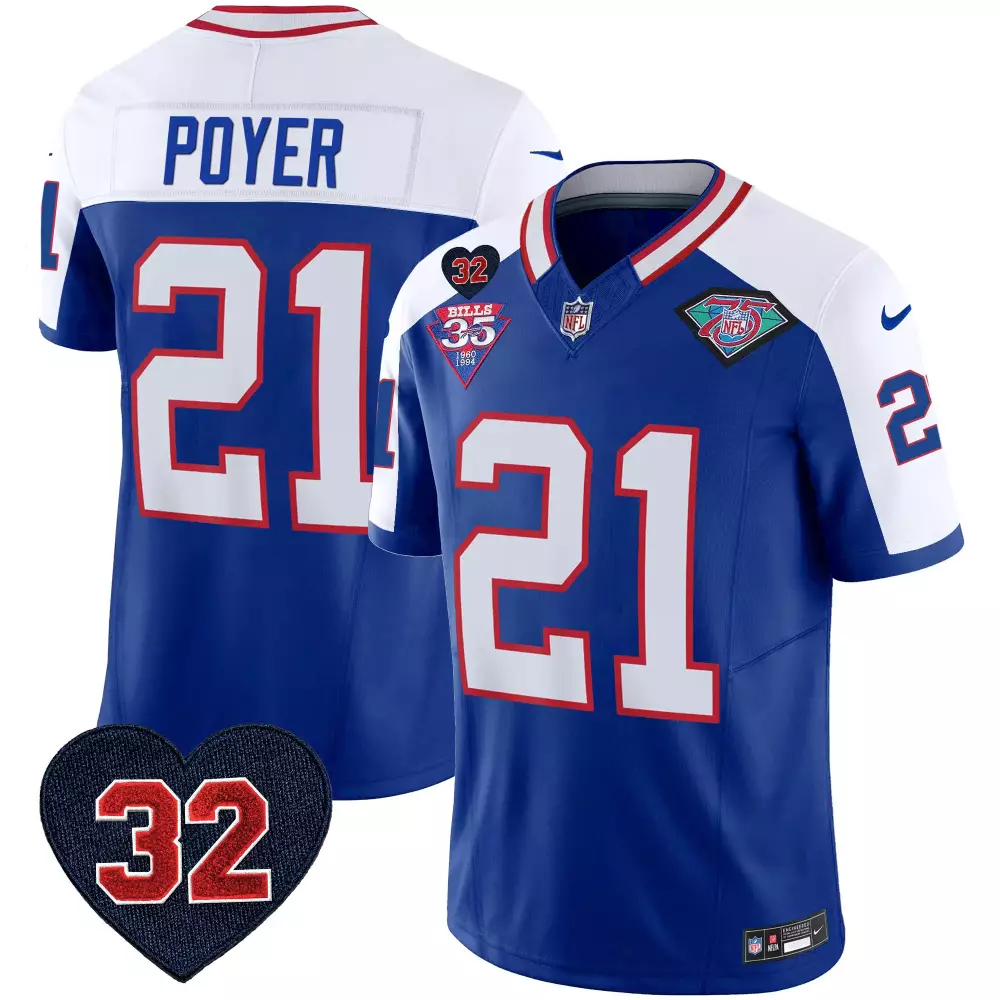 Poyer 21 Buffalo Bills Jersey Royal Blue NFL 75th Anniversary 35th (1980-1994) Men