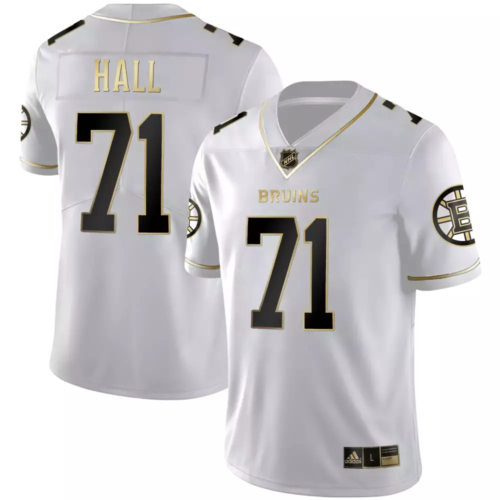Taylor Hall 71 Boston Bruins Jersey White Men Ice Alternate Black Gold All Stitched