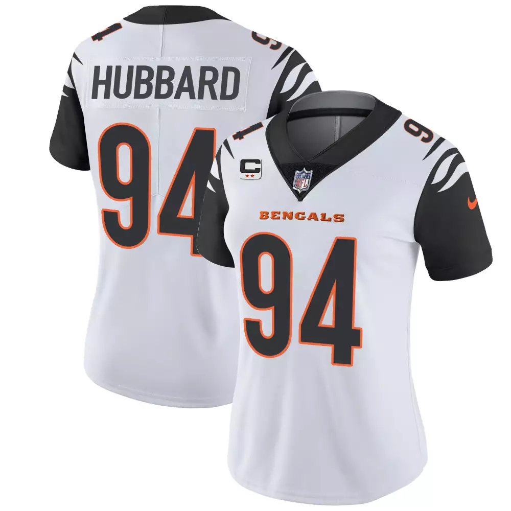 Hubbard 94 Bengals Jersey White Women Replica Black Orange All Stitched Vapor