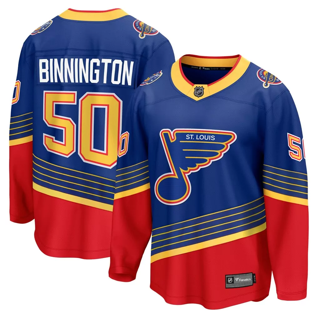 Jordan Binnington 50 Jersey Blue St. Louis Blues Men Red Yellow Breakaway