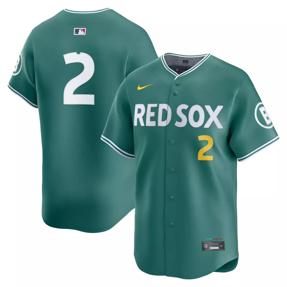 Custom Boston Red Sox 2 Jersey Green 1912 Throwback Men Alternate Design White Yellow