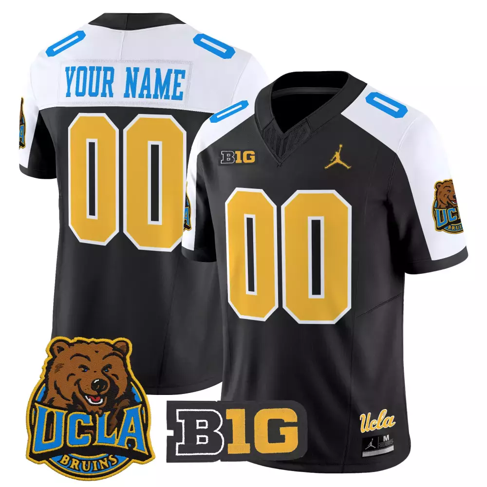Custom Ucla Bruins Jersey Black 2023 Big Men Alternate White Gold Blue Vapor All