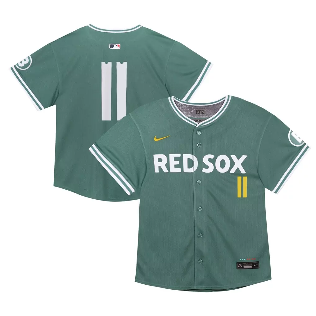 Boston Red Sox 11 Jersey Green City Connect Men White Yellow Limited