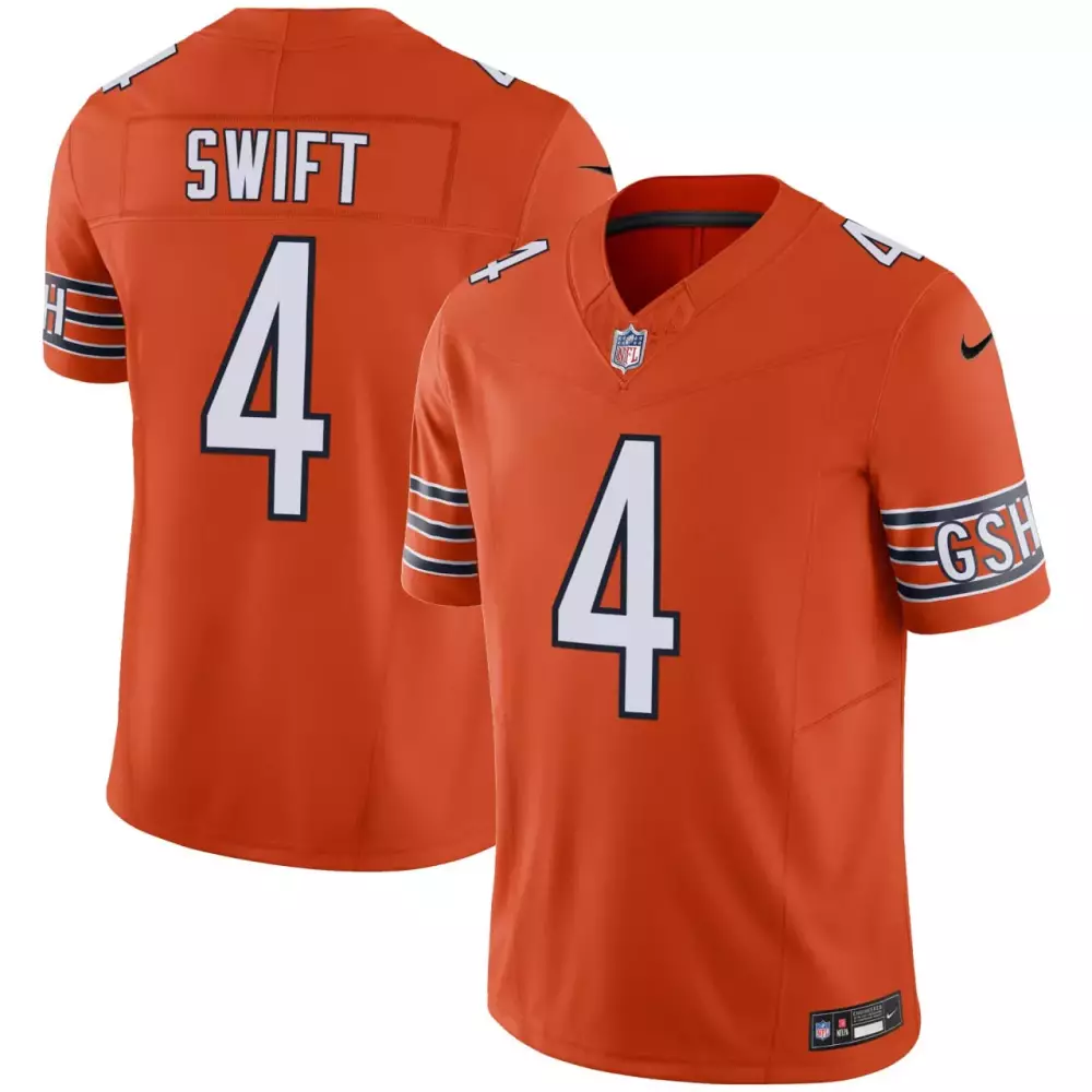 D'andre Swift 4 Chicago Bears Jersey Orange Men Navy Blue White Stitched