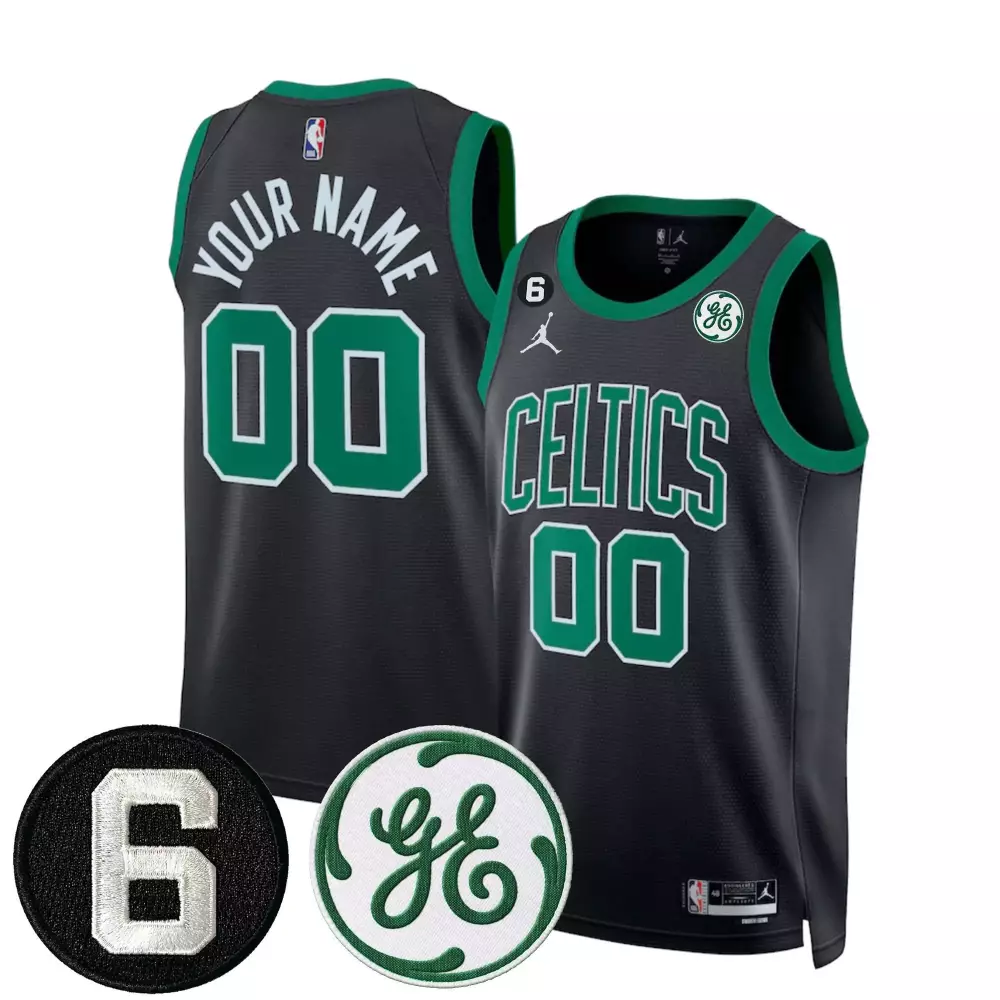 Custom Celtics Jersey Black Ge Men Green All Stitched