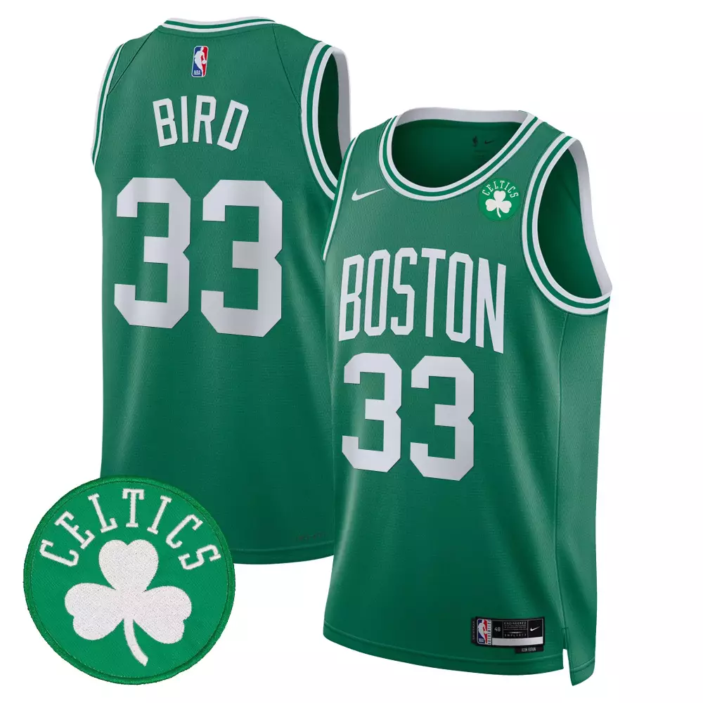 Larry Bird 33 Boston Celtics Jersey Green Men Replica White Icon Swingman All Stitched