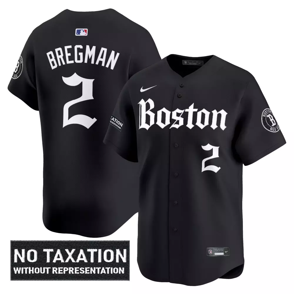 Bregman No 2 Boston Red Sox Jersey Black City Connect Taxation Without Representation