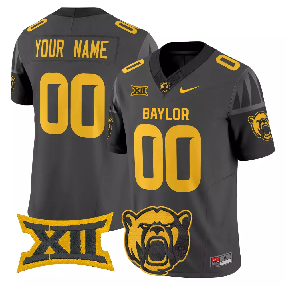 Custom Baylor Jersey Gray Big Bear Men Yellow Vapor All Stitched Embroidered