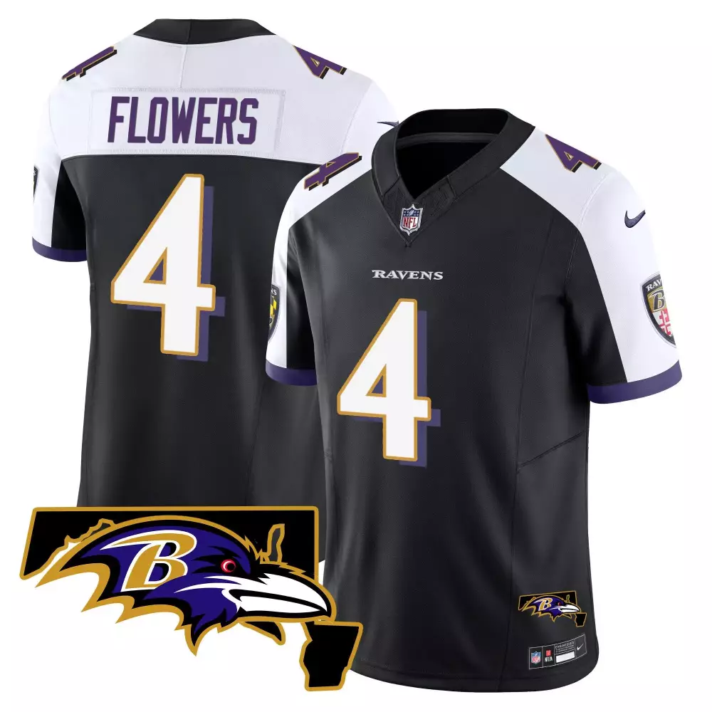 Zay Flowers 4 Ravens Jersey Black Team Men Game White Purple Alternate Vapor Limited