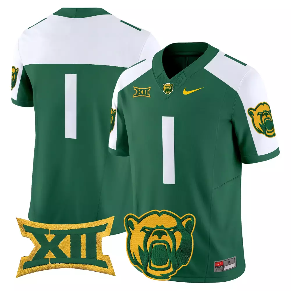 Baylor Bears 1 Jersey Green Big Men White Gold Stitched Alternate