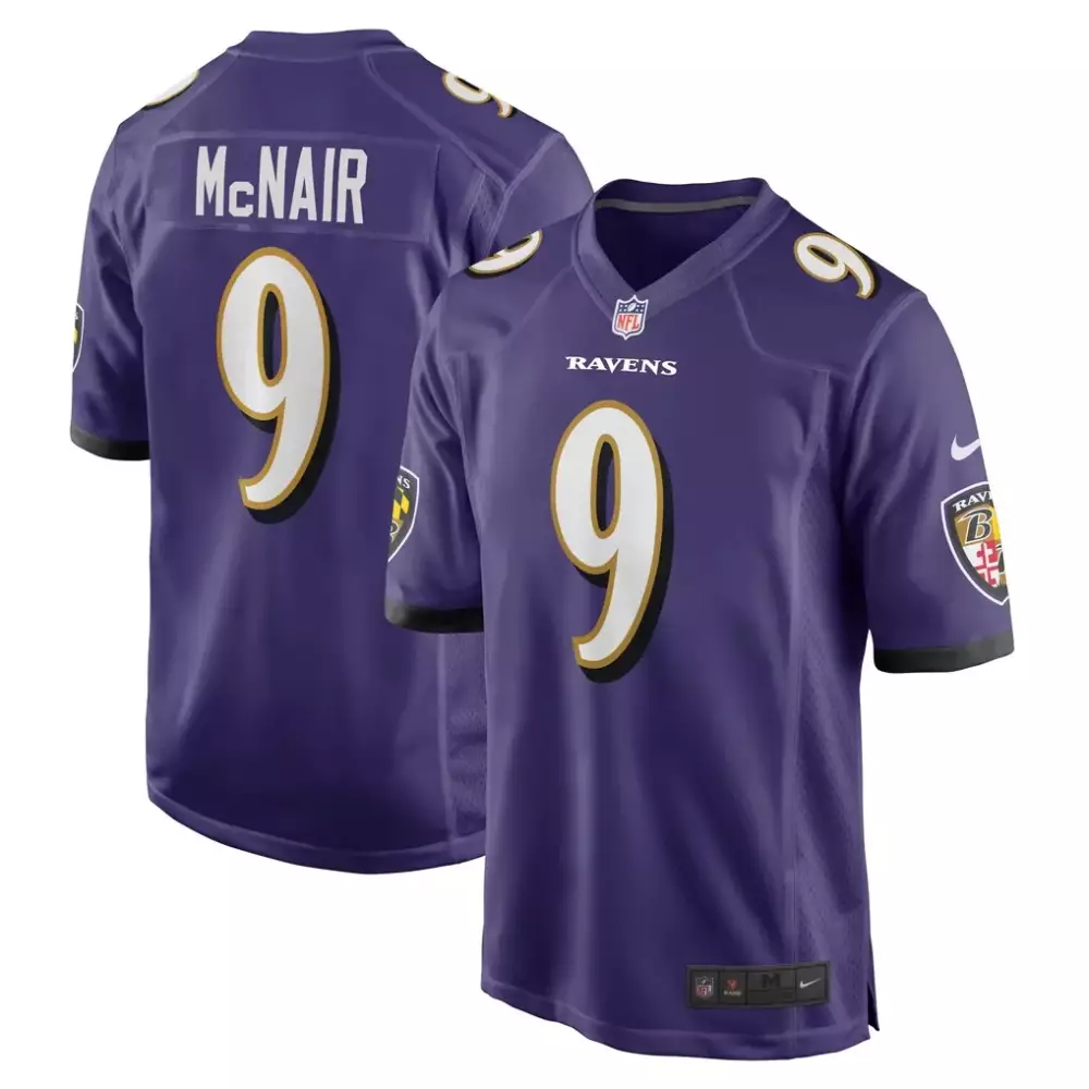Steve Mcnair 9 Ravens Jersey Purple Men Standard Gold White Black Game Retired