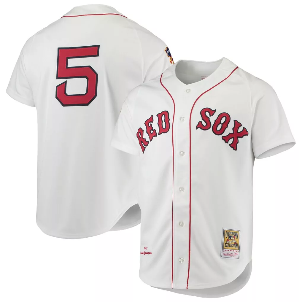 Nomar Garciaparra 5 Red Sox Jersey White Cooperstown Collection Men Black Authentic