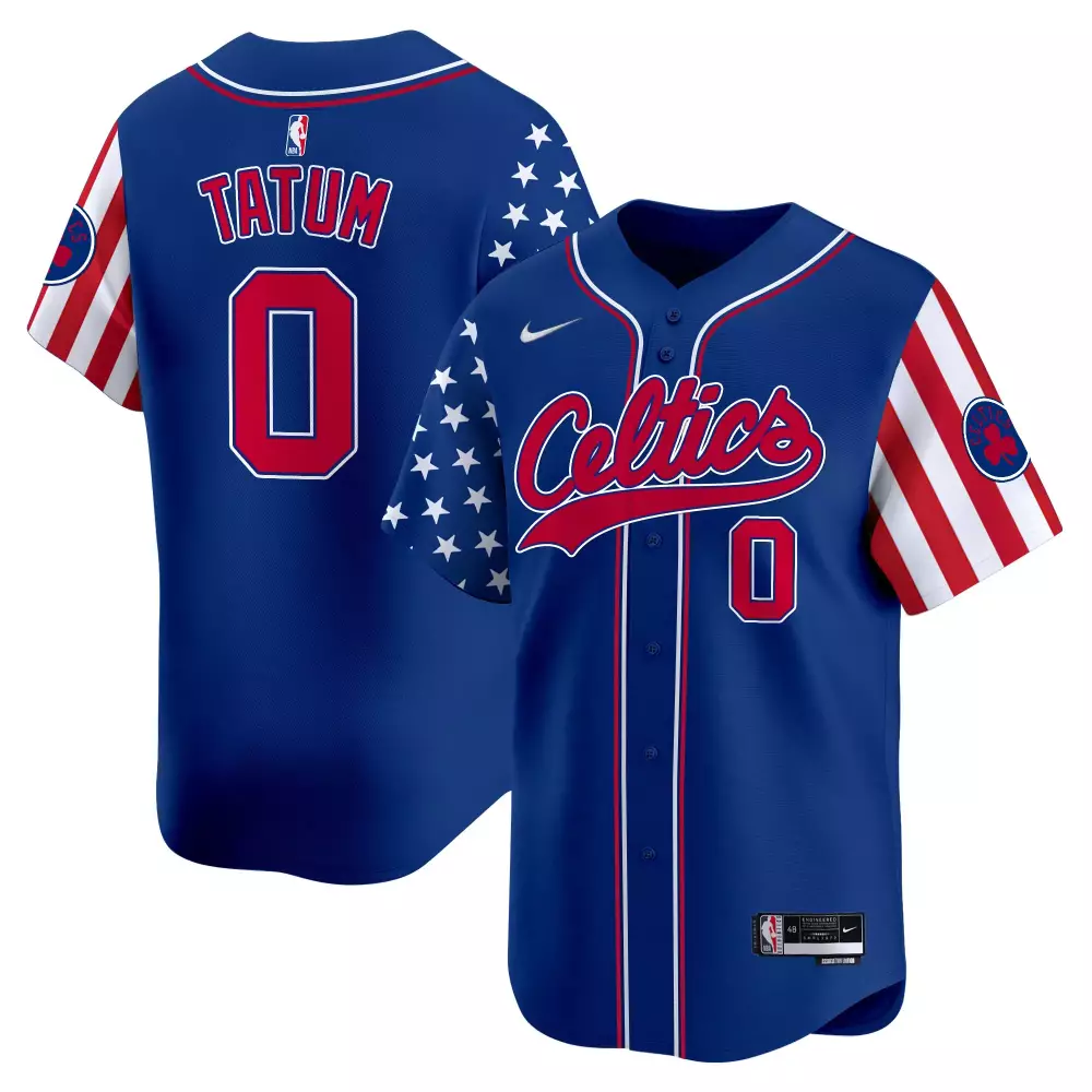 Jayson Tatum Celtics Jersey Blue City Connect Men Split Design Red White Vapor Premier