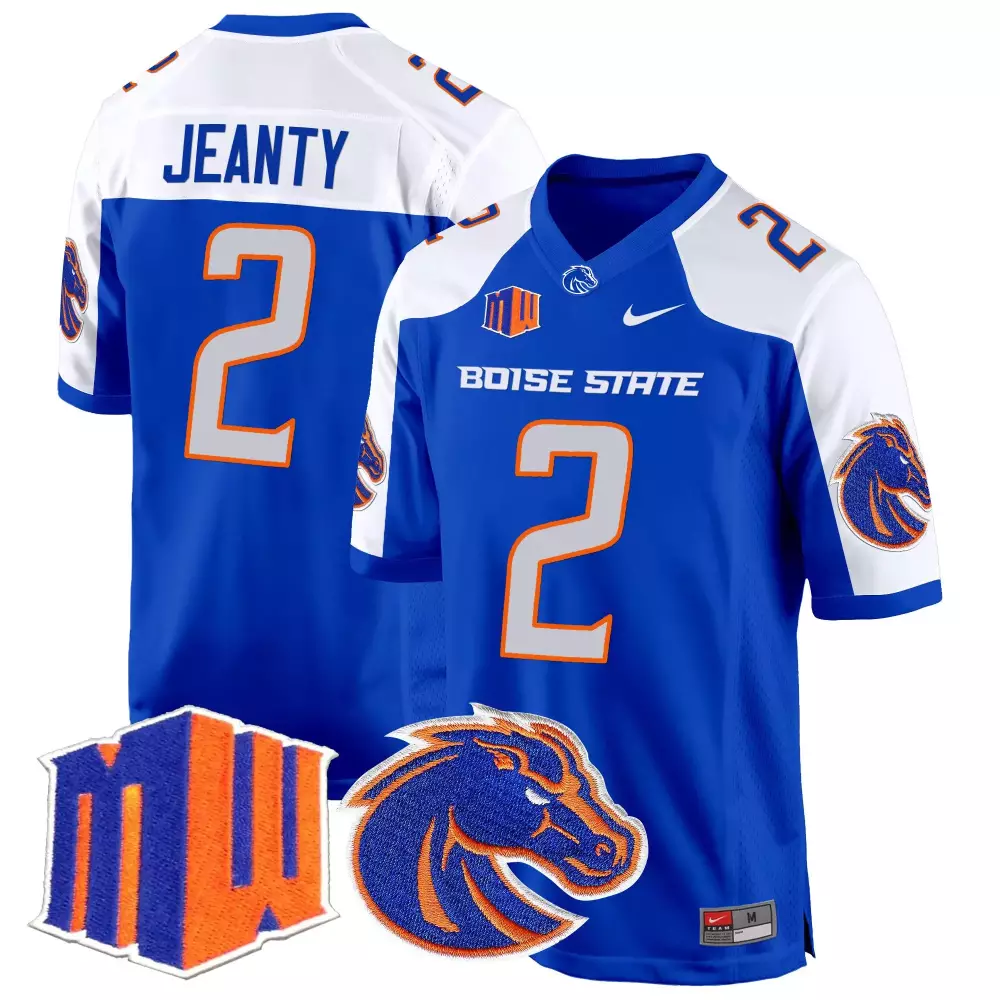 Jeanty Boise 2 State Jersey Blue Broncos Mw Men White Orange Vapor All Stitched Embroidered