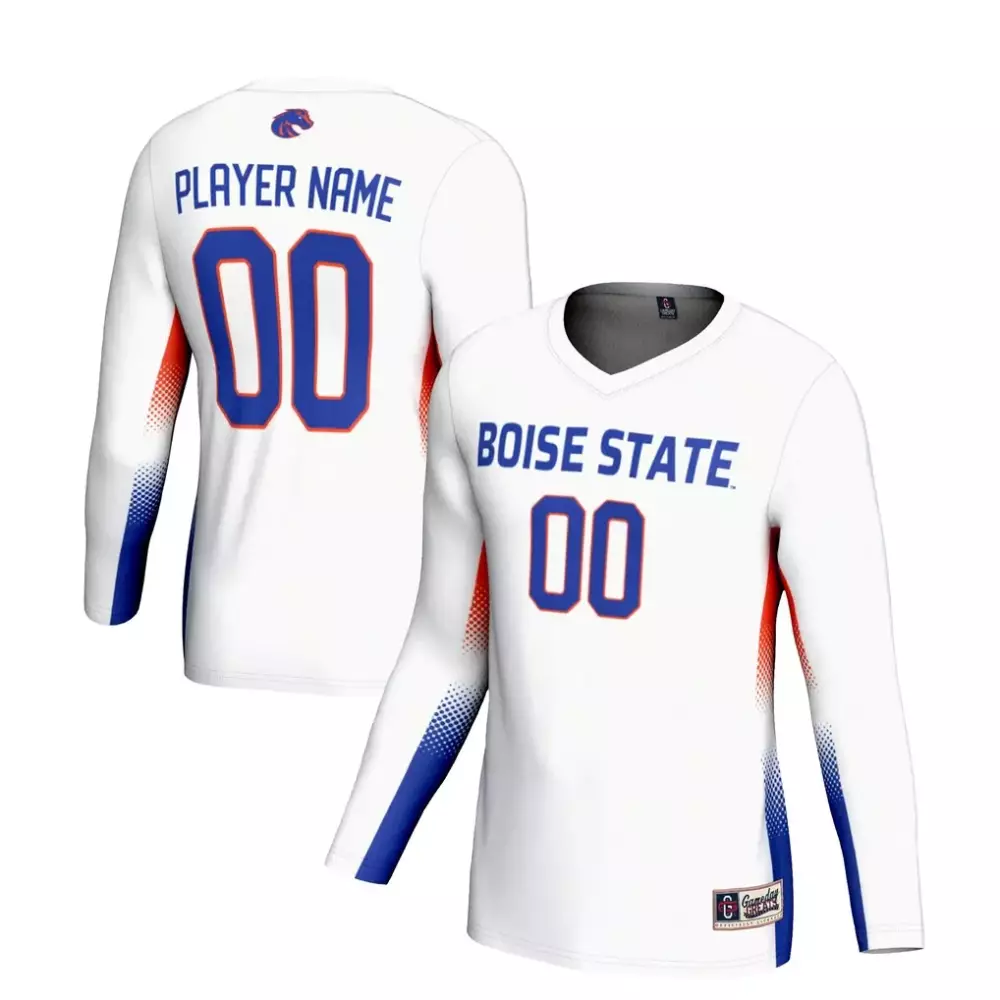 Boise State Jersey White Long Sleeve Split Design Blue Orange Gameday Unisex