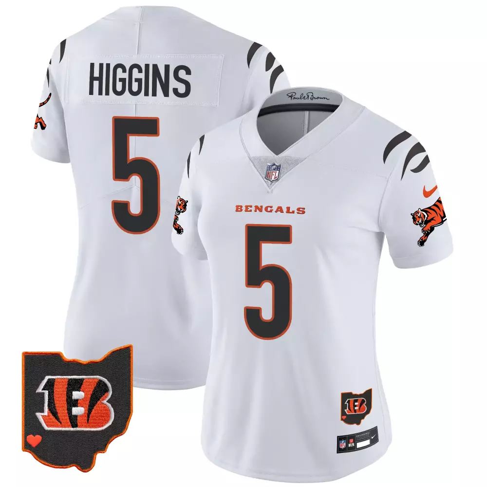 Tee Higgins 5 Bengals Jersey White Ohio Women Player Black Orange Vapor Limited All