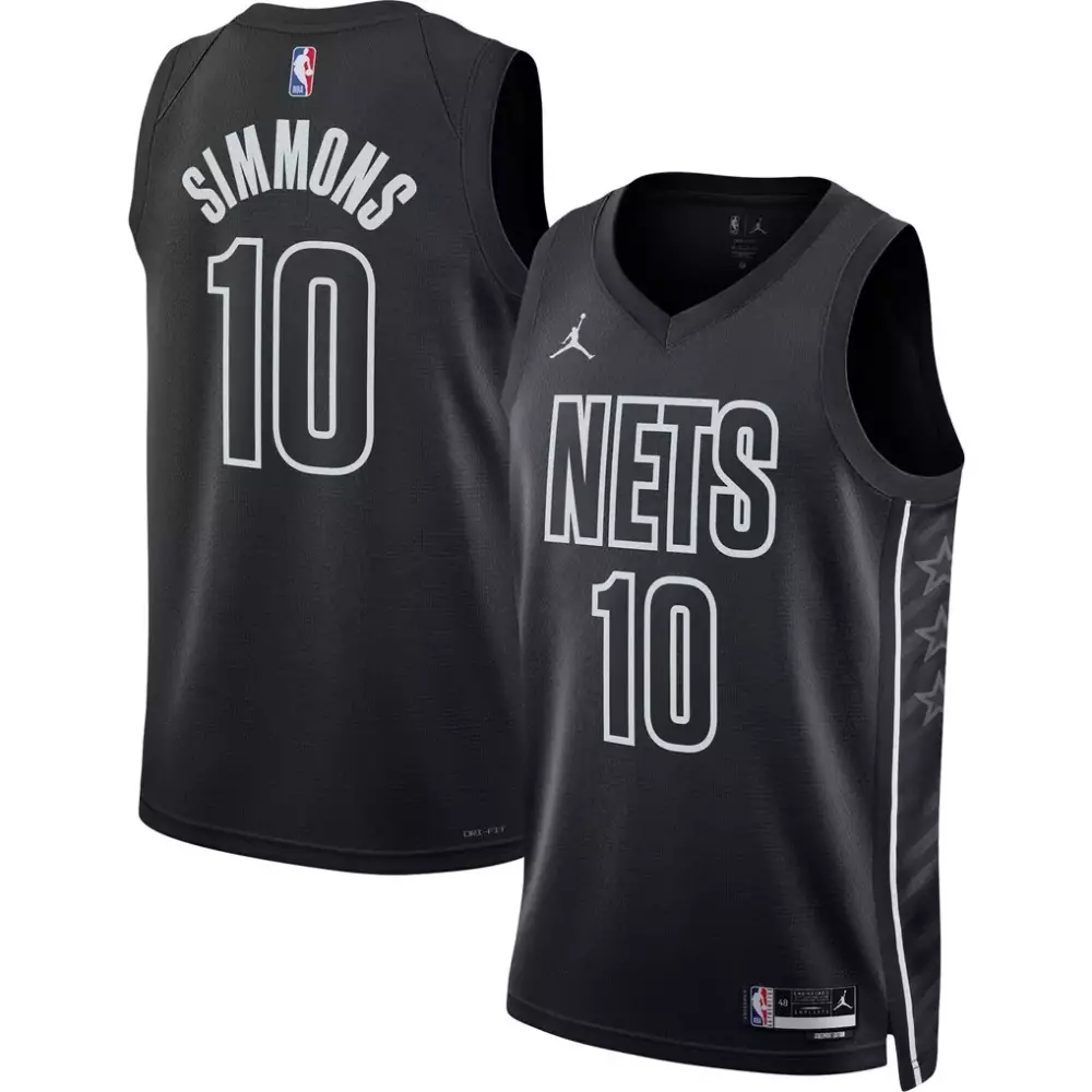 Ben Simmons 10 Nets Jersey Black Men White Unisex Swingman
